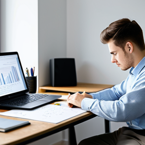 **Prompt 1: Foundations of Web Design**
    A focused young professional, fully clothed in a modest smart casual shirt and trousers, sitting at a neat, modern desk in a well-lit home study. They are engaged in deep study of web design, looking intently at a laptop screen displaying clean HTML and CSS code snippets. Neatly stacked web development books and a notepad with handwritten design sketches are visible on the desk. The scene is illuminated by soft, natural daylight from a window, creating a calm and dedicated atmosphere. Professional photography, high-resolution, natural colors, shallow depth of field, perfect anatomy, correct proportions, natural pose, well-formed hands, proper finger count, natural body proportions, safe for work, appropriate content, appropriate attire, family-friendly.