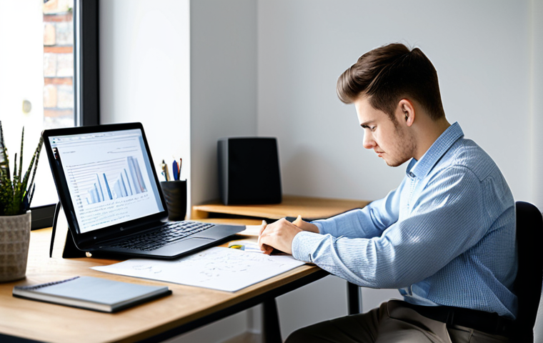 **Prompt 1: Foundations of Web Design**
    A focused young professional, fully clothed in a modest smart casual shirt and trousers, sitting at a neat, modern desk in a well-lit home study. They are engaged in deep study of web design, looking intently at a laptop screen displaying clean HTML and CSS code snippets. Neatly stacked web development books and a notepad with handwritten design sketches are visible on the desk. The scene is illuminated by soft, natural daylight from a window, creating a calm and dedicated atmosphere. Professional photography, high-resolution, natural colors, shallow depth of field, perfect anatomy, correct proportions, natural pose, well-formed hands, proper finger count, natural body proportions, safe for work, appropriate content, appropriate attire, family-friendly.