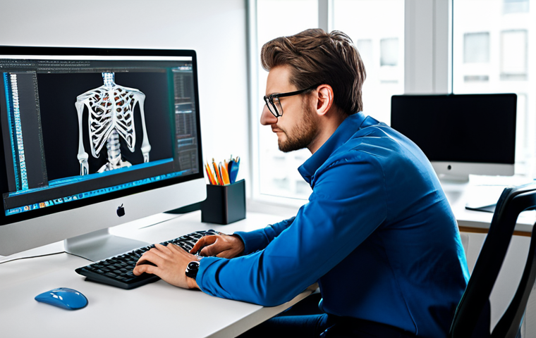 Professional web designer, fully clothed, appropriate attire, working on a modern computer in a bright, collaborative office, perfect anatomy, natural pose, safe for work, high quality.